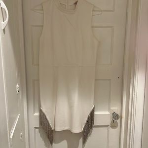 White dress with rhinestone fringe